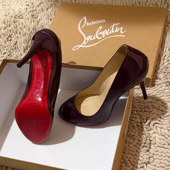 Christian Louboutin Burgundy Heels with Red Soles
